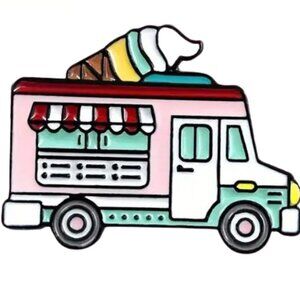 Nostalgic Ice Cream Truck Enamel Pin - Cute Retro Summer